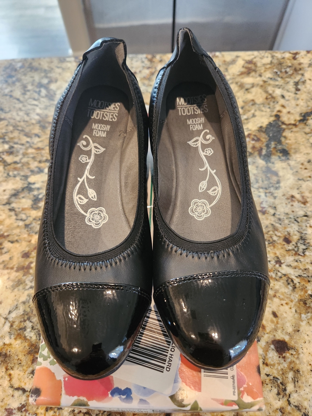 Mootsies Tootsies Joey Black Patent Cap-Toe Ballet Flats